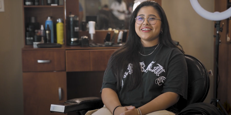 diana sitting for an interview