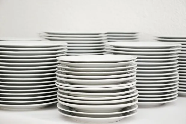 Stacks of clean plates