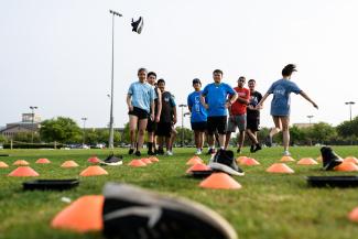 students playing outside 