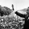 Martin Luther King Jr. addressing a large crowd at the Washington Monument